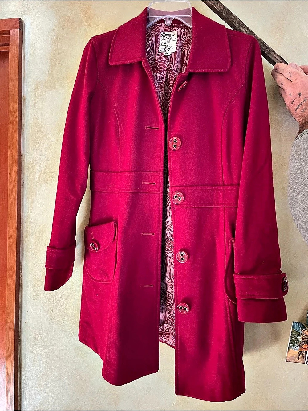 Tulle Wool Blend Trench style Coat Size Medium